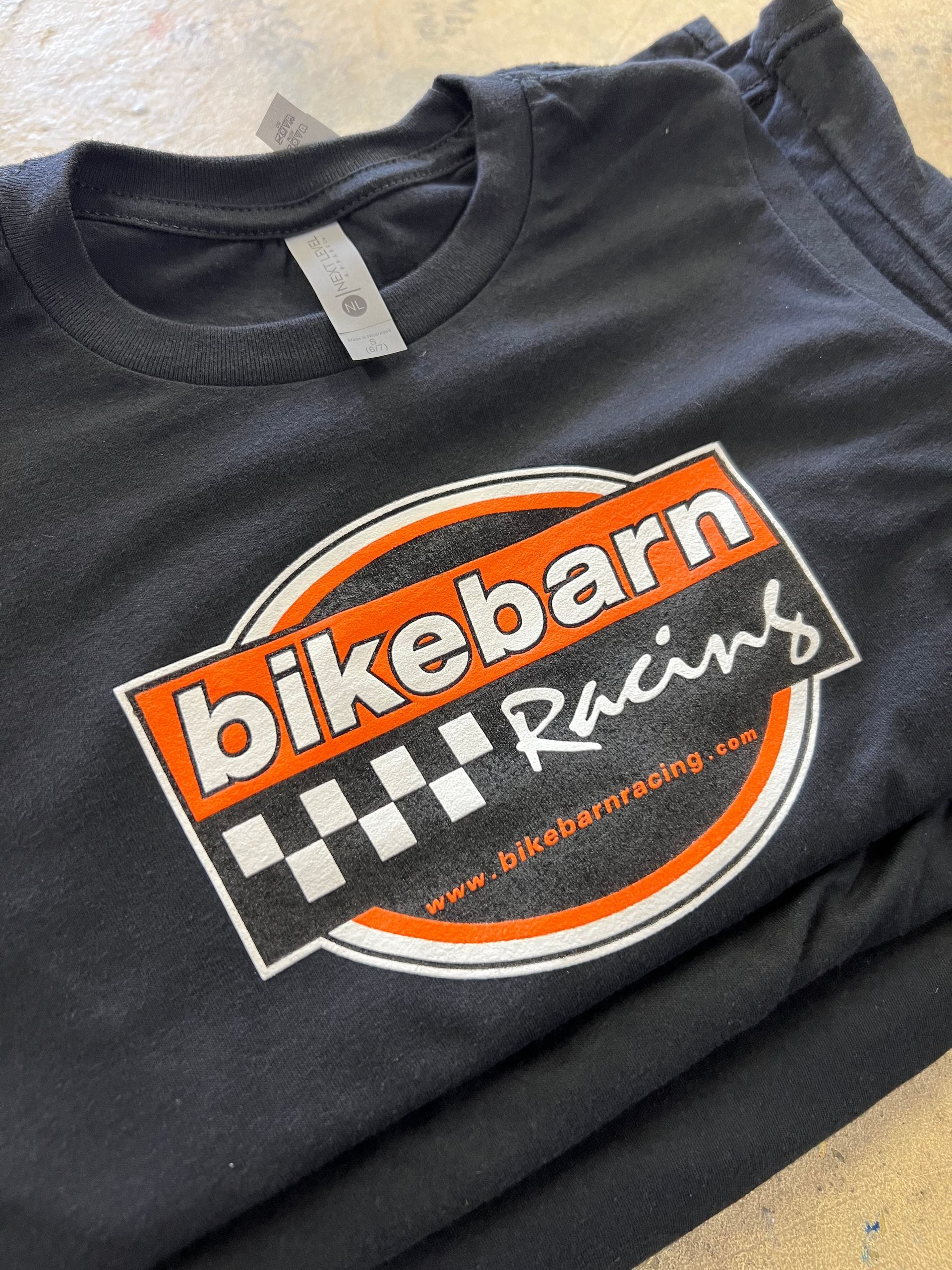 Black t-shirt with custom silk screened 