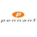 A logo featuring a white letter