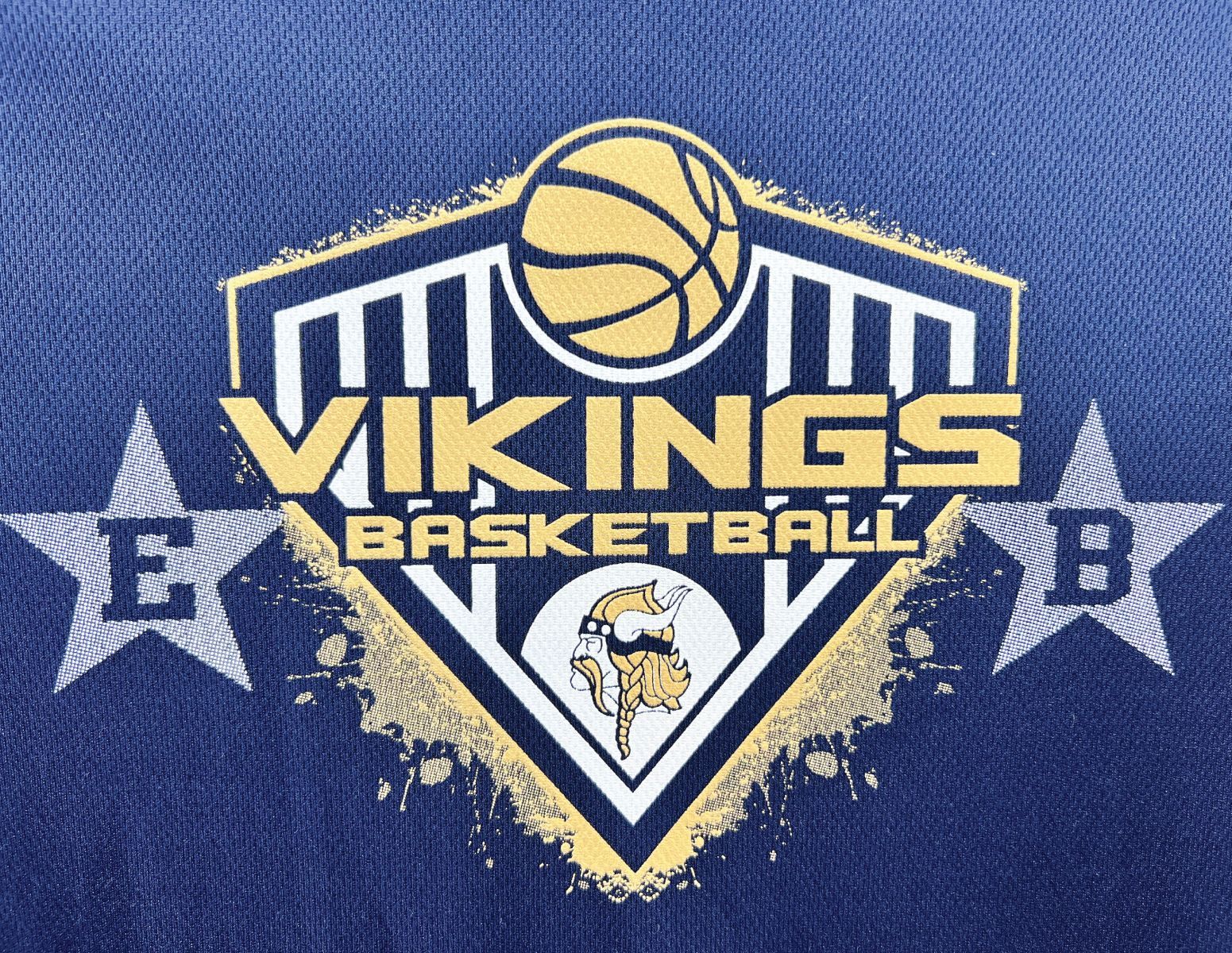 Custom silk screened blue and gold 