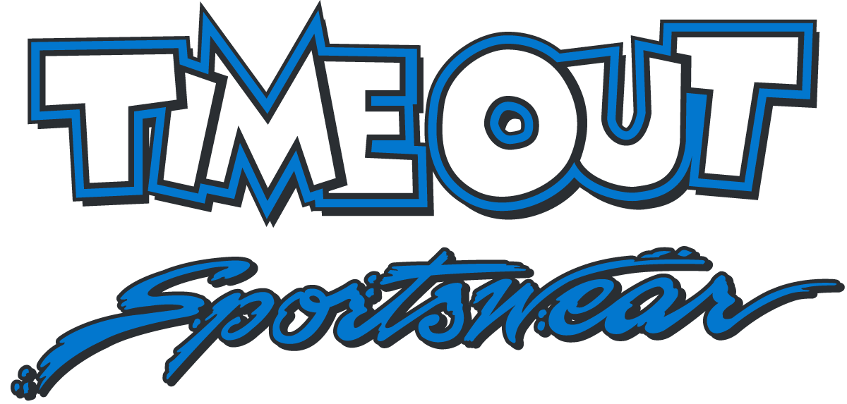 Logo for Time Out Sportswear, featuring the word