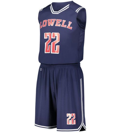 Navy blue basketball custom team uniform with