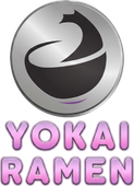 Yokai Ramen logo with a stylized black-and-silver bowl and pink-purple text.