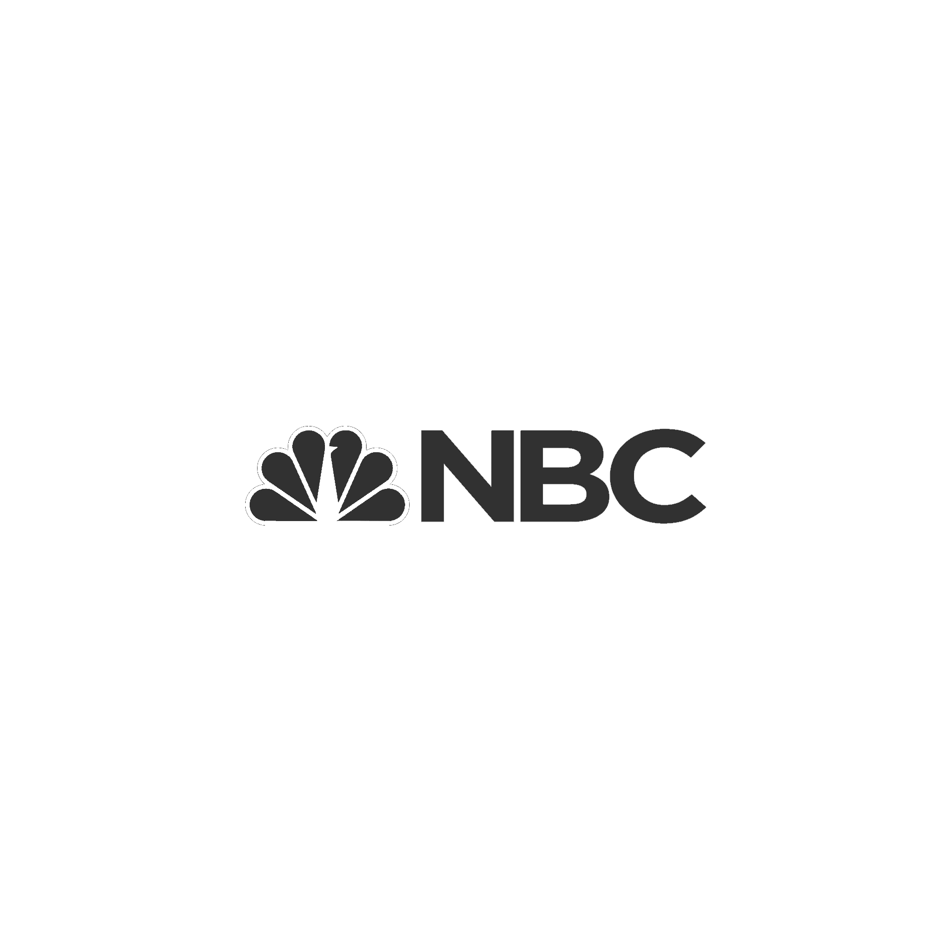 A black and white logo for nbc on a white background.