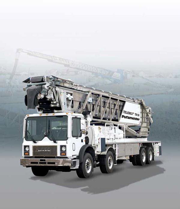 A white truck with a crane on top of it.