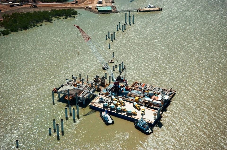 An aerial view of a large body of water