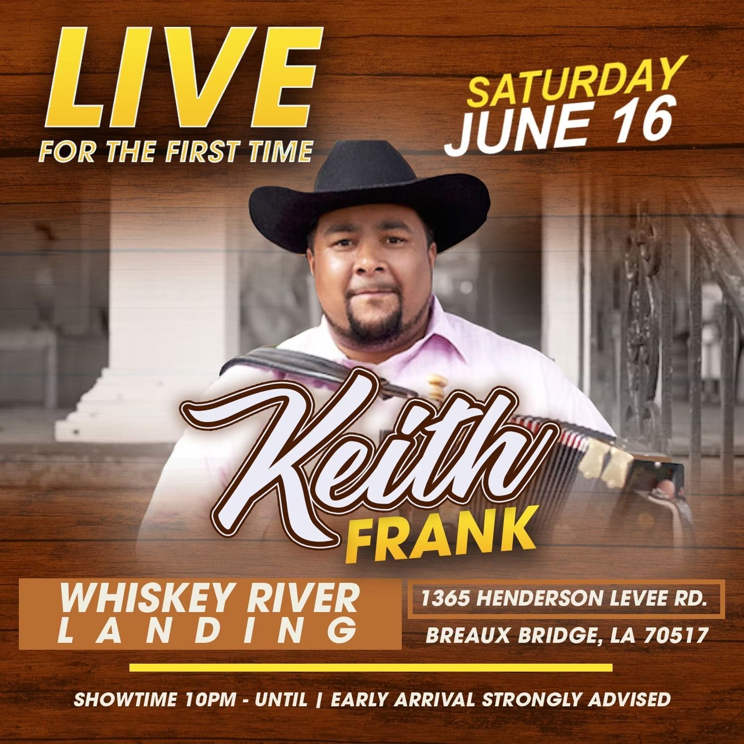 Keith Frank performing live at Whiskey River Landing on Saturday, June 16.