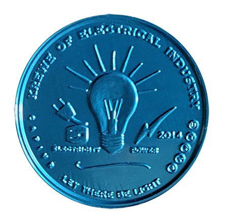 Electrical Industry blue colored coin