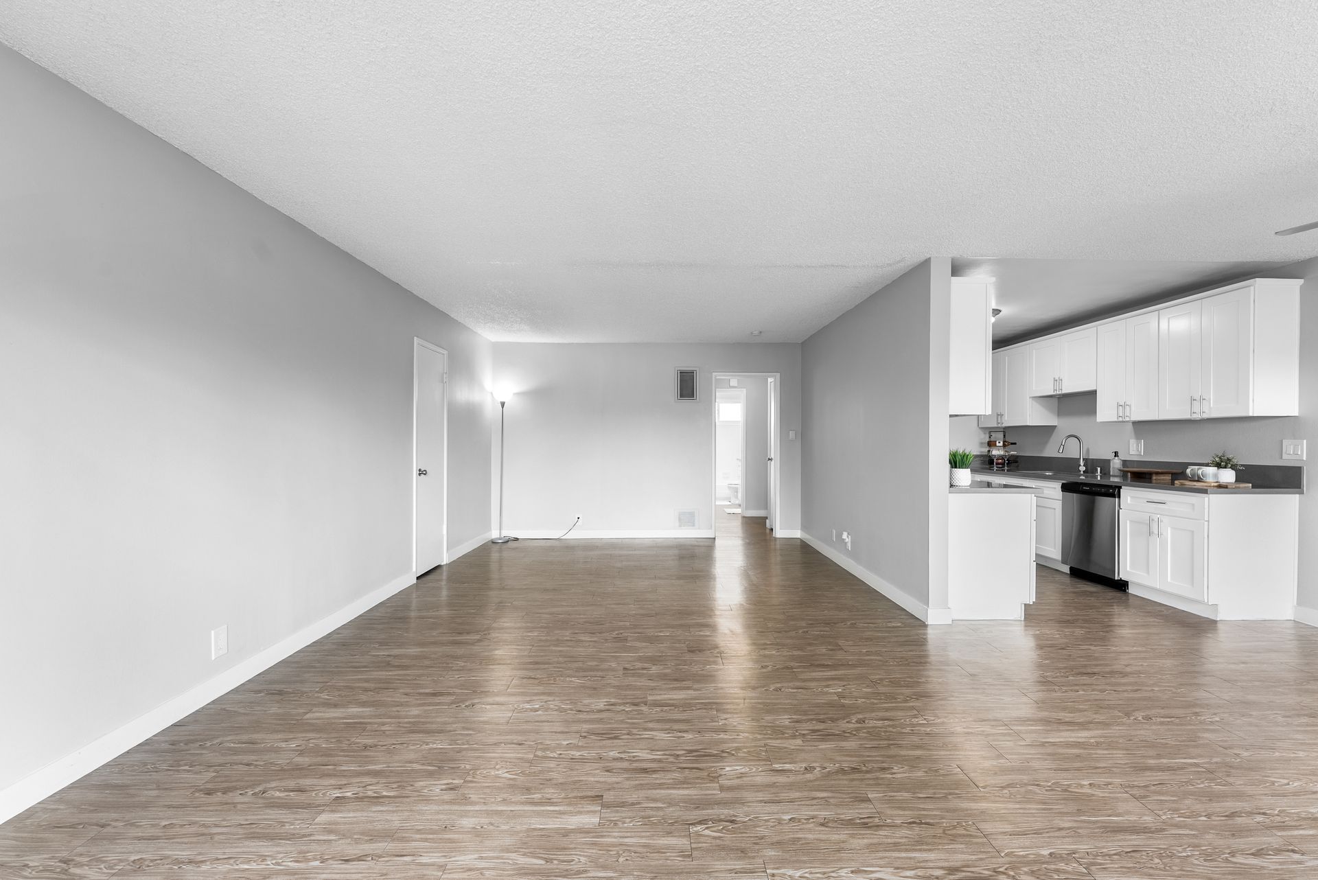 photo of living room and kitchen