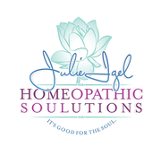Homeopathic Solutions logo with teal flower and purple text, “It’s good for the soul”