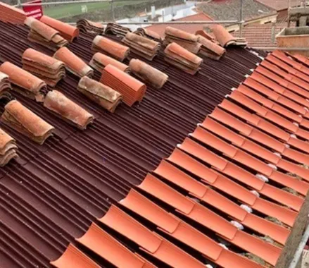 montar onduline bajo teja en mirambel, teruel