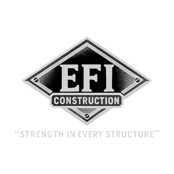 EFI Construction logo with diamond emblem and tagline “Strength in Every Structure”