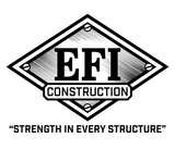 EFI Construction logo in black and white with the slogan “Strength in Every Structure”