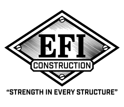 EFI Construction logo with “Strength in Every Structure” slogan in black and white.