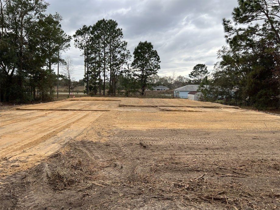 Empty plot of land after dump trucks service and land clearing in Ocala, FL.