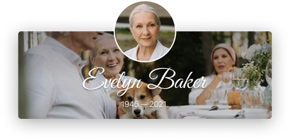 Memorial banner for Evelyn Baker