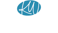 A blue circle with the letter k in it on a white background.