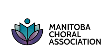 The logo for the manitoba choral association is a stained glass design.