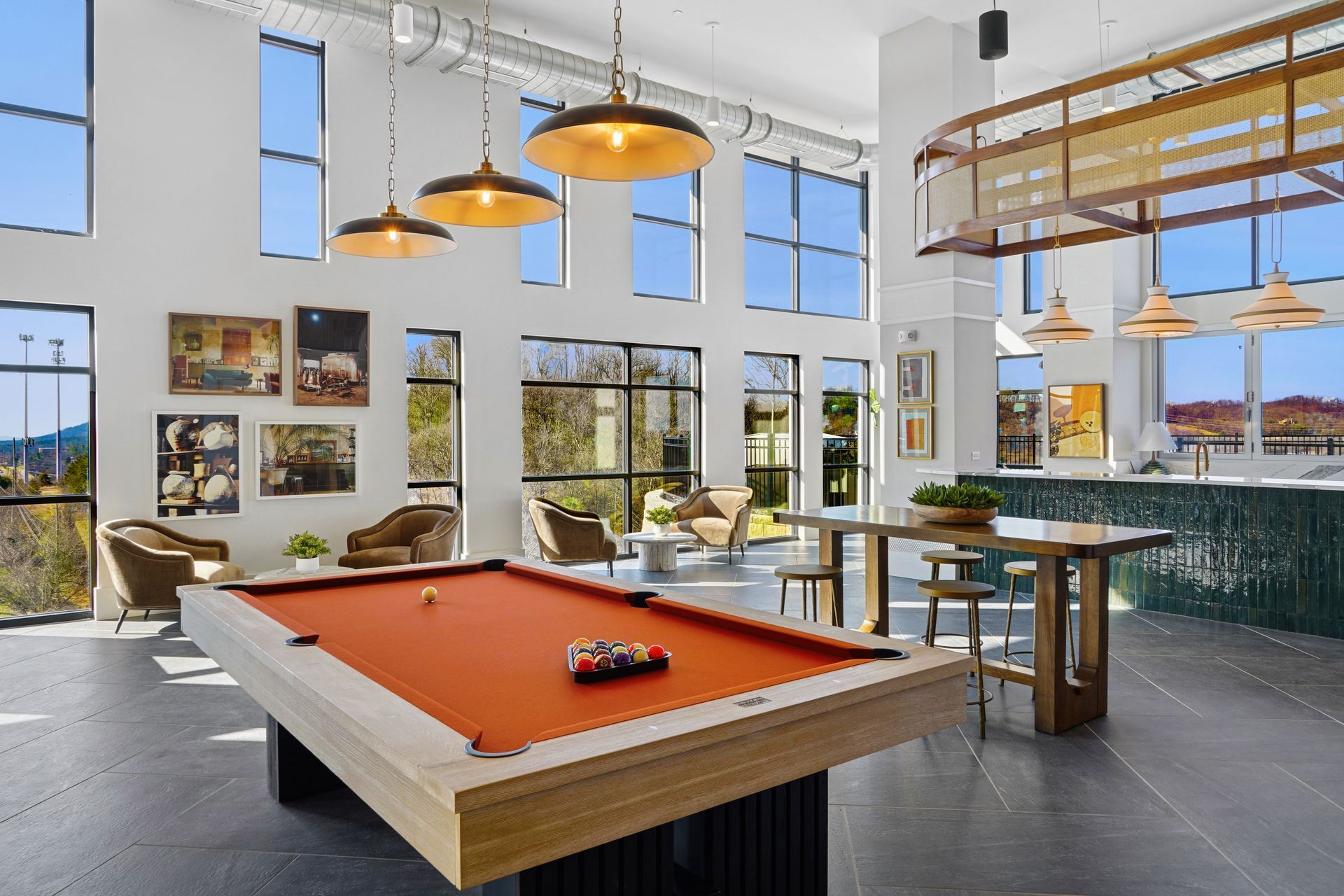 Billiards table in the club room at Encore Brentwood.