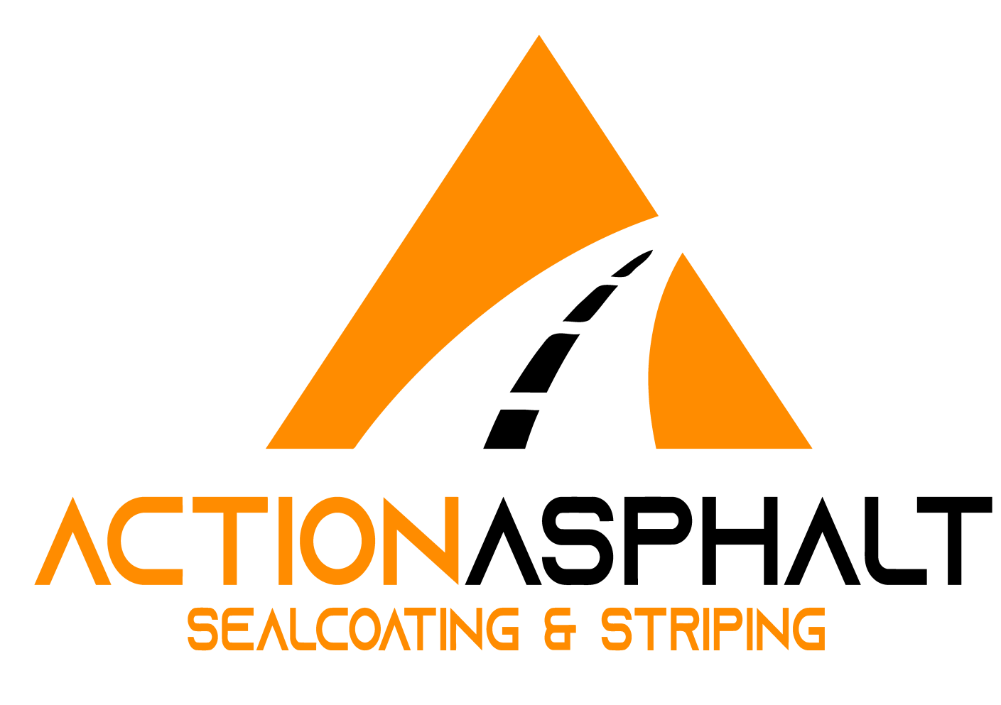 A logo for action asphalt sealcoating and striping