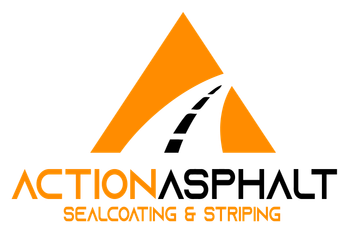 A logo for action asphalt sealcoating and striping