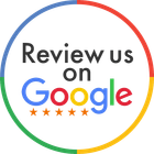 A colorful circle with the words `` review us on google '' written inside of it.