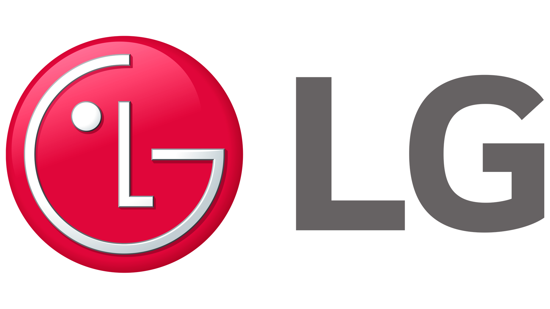 LG logo in red and gray, with a circular red emblem and gray “LG” letters