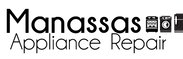 Manassas Appliance Repair logo in black and gray text with small appliance icons