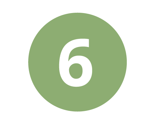 The number six is in a green circle on a white background.
