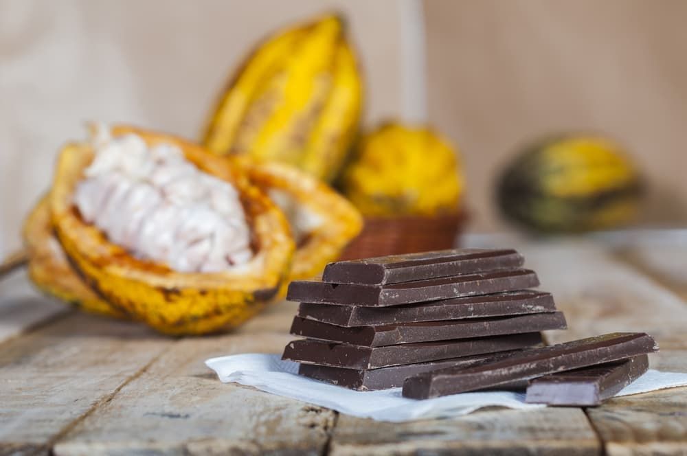 A Stack of Chocolate Bars Next to a Cocoa Pod — Local Newsagent in Moss Vale, NSW