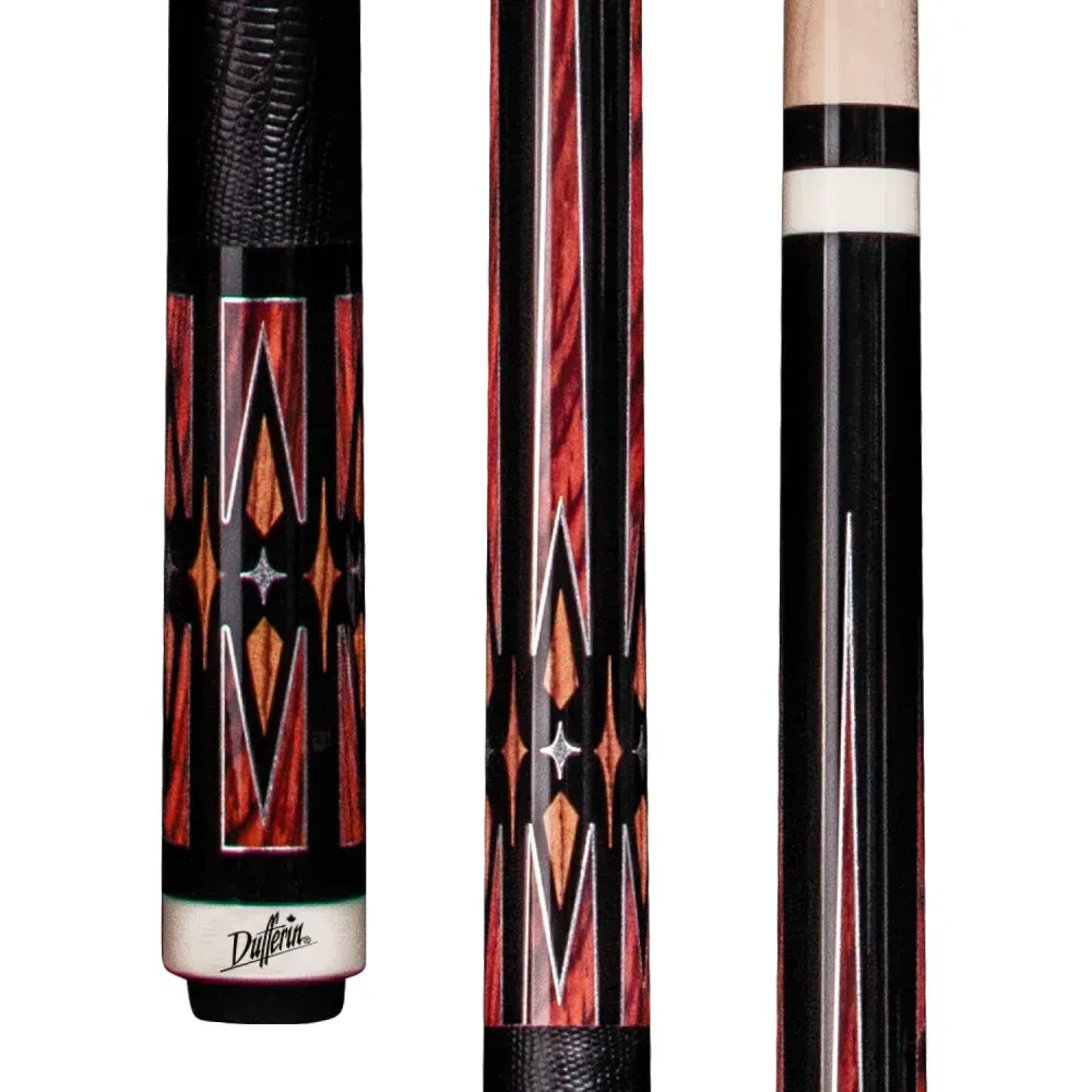 Dufferin Black & Cocobolo Cue with Embossed Leather Wrap D-SE46