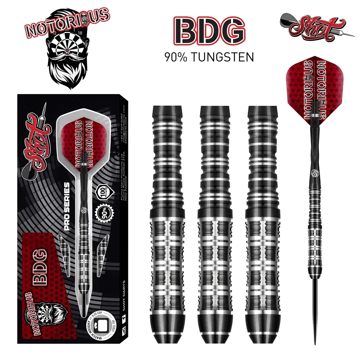 Shot Soft Darts Jason Watt Notorious BDG 90% Tungsten Soft tip Darts Set JWSF
