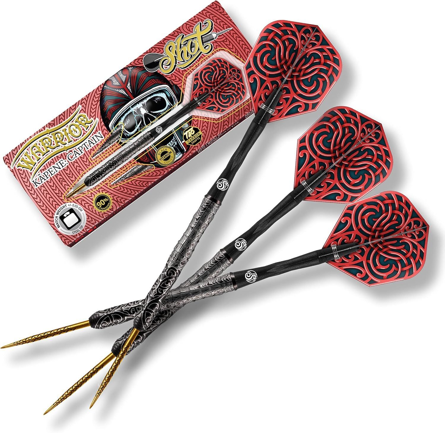 Shot! DartsWarrior Kapene Steel Tip Dart Set WKST -90% Tungsten Barre
