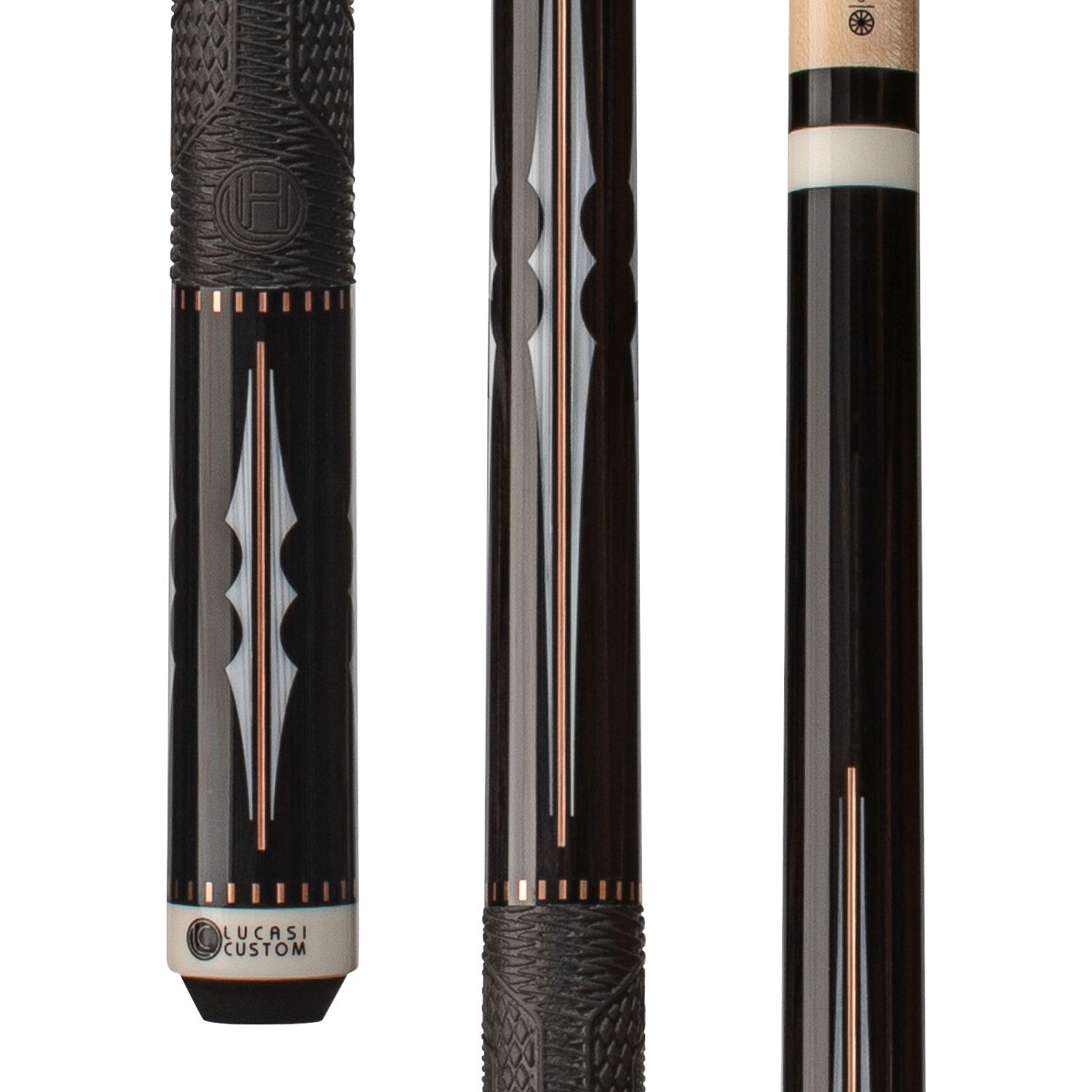 Lucasi Hybrid Black/Imitation Bone & Rose Gold Cue with Fusion G5 Grip LHF68