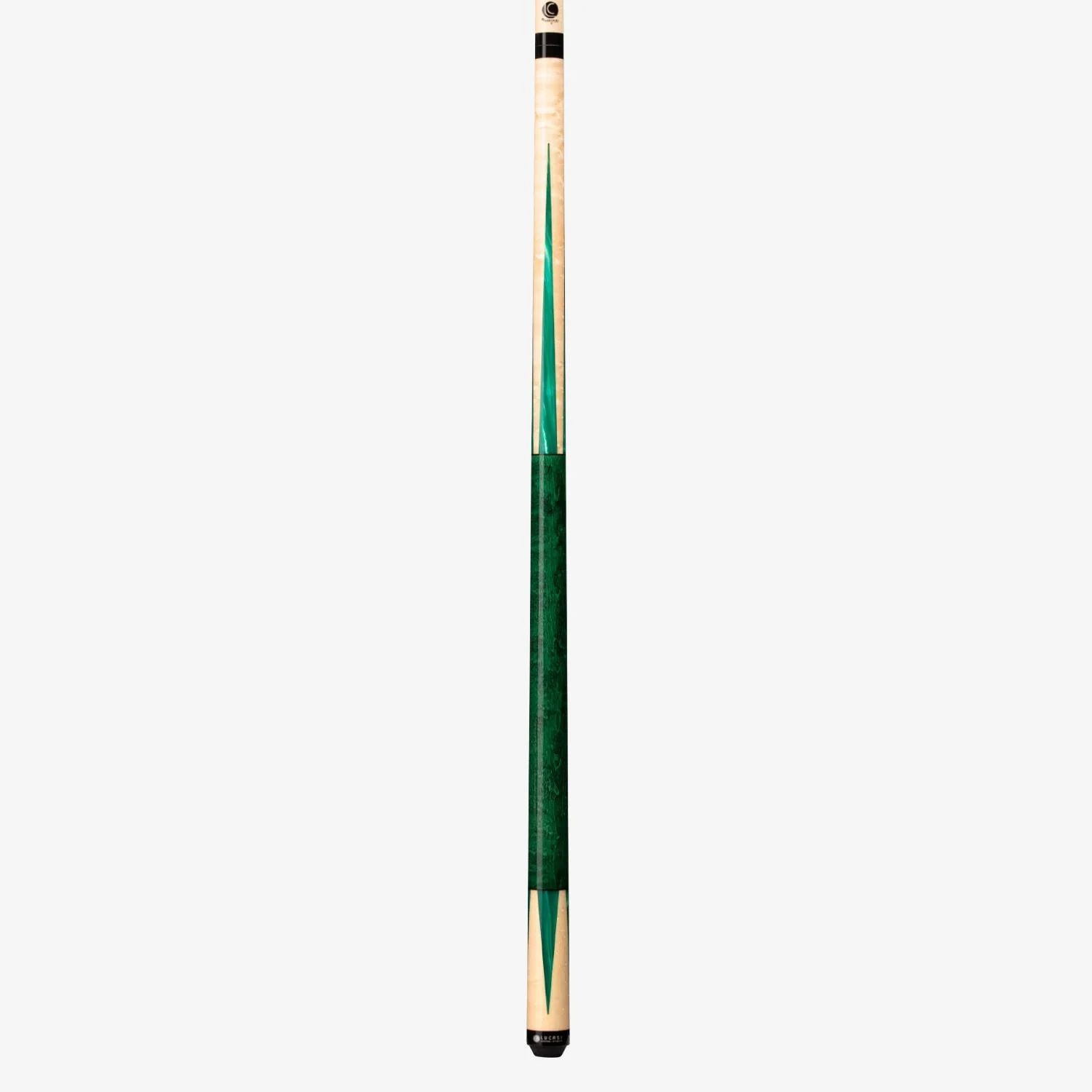 Lucasi Custom Emerald Stained & Natural Super Birdseye Wrapless Cue LZC18