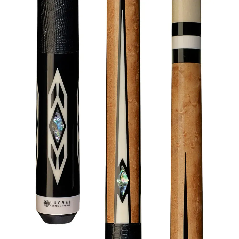 Lucasi Custom Antique Maple/Midnight Black Cue with Embossed Leather Wrap LZC24