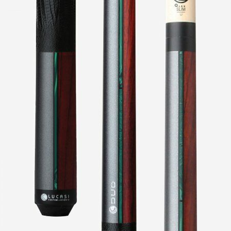Lucasi Custom Duo Gunmetal/Stained Zebrawood Cue with Embossed Leather Wrap LZDU12