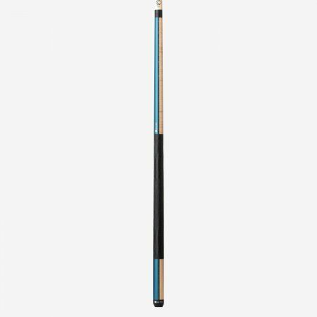 Lucasi Custom Duo Prussian Blue/Natural Super Birdseye Cue with Embossed Leather Wrap LZDU13