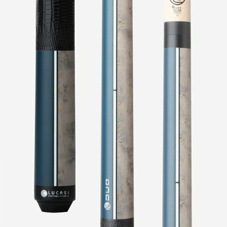 Lucasi Custom Duo Midnight Blue/Grey Wash Birdseye Cue with Embossed Leather Wrap LZDU15
