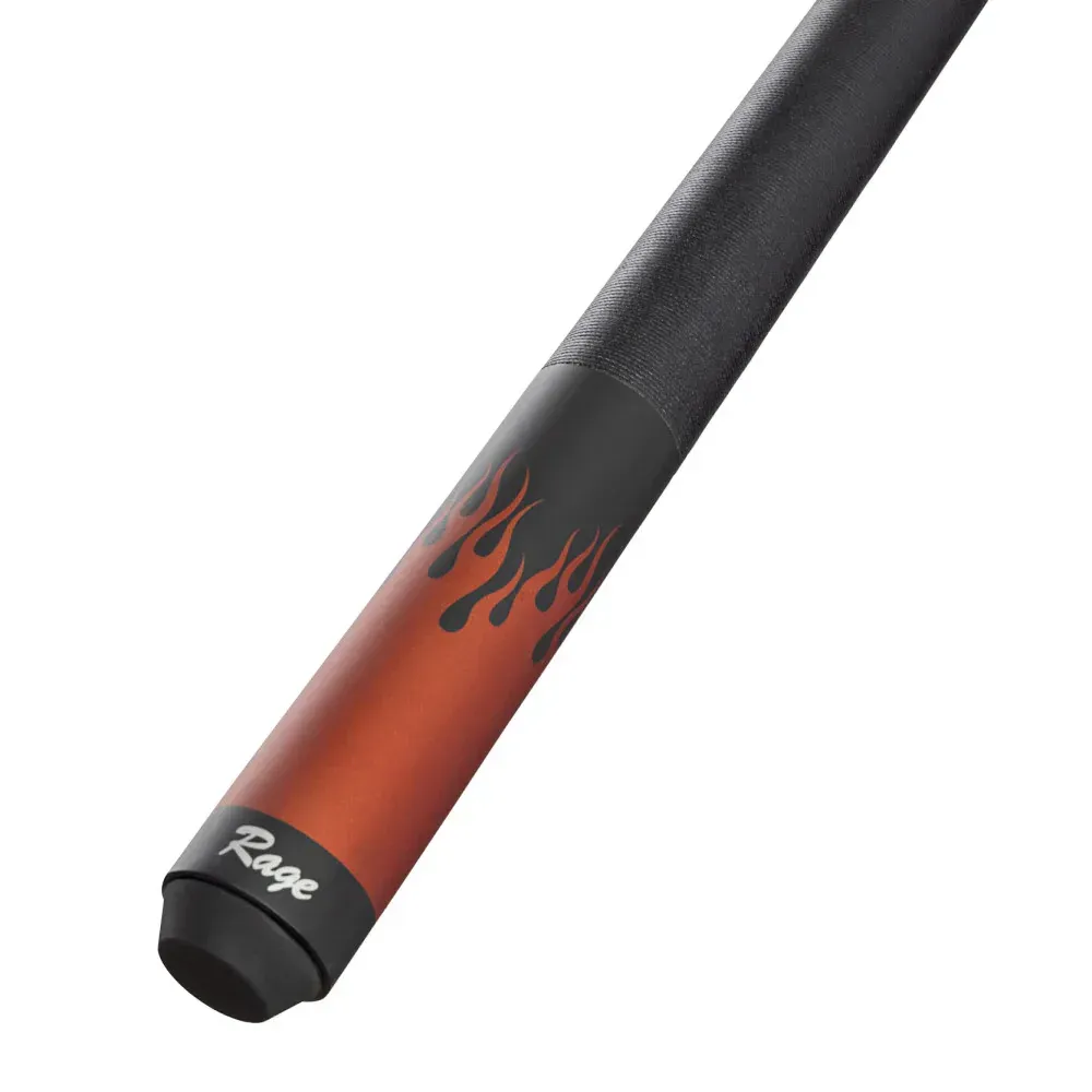 Rage Black Flames Cue with Black Linen Wrap RG52