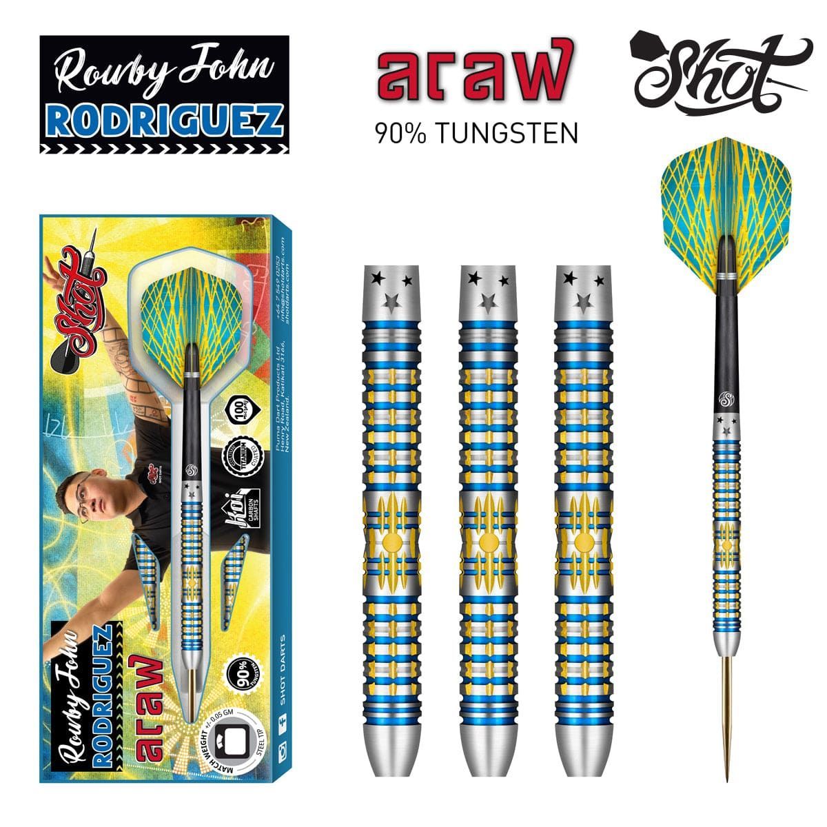 ROWBY-JOHN RODRIGUEZ ARAW STEEL TIP DART SET RRAST