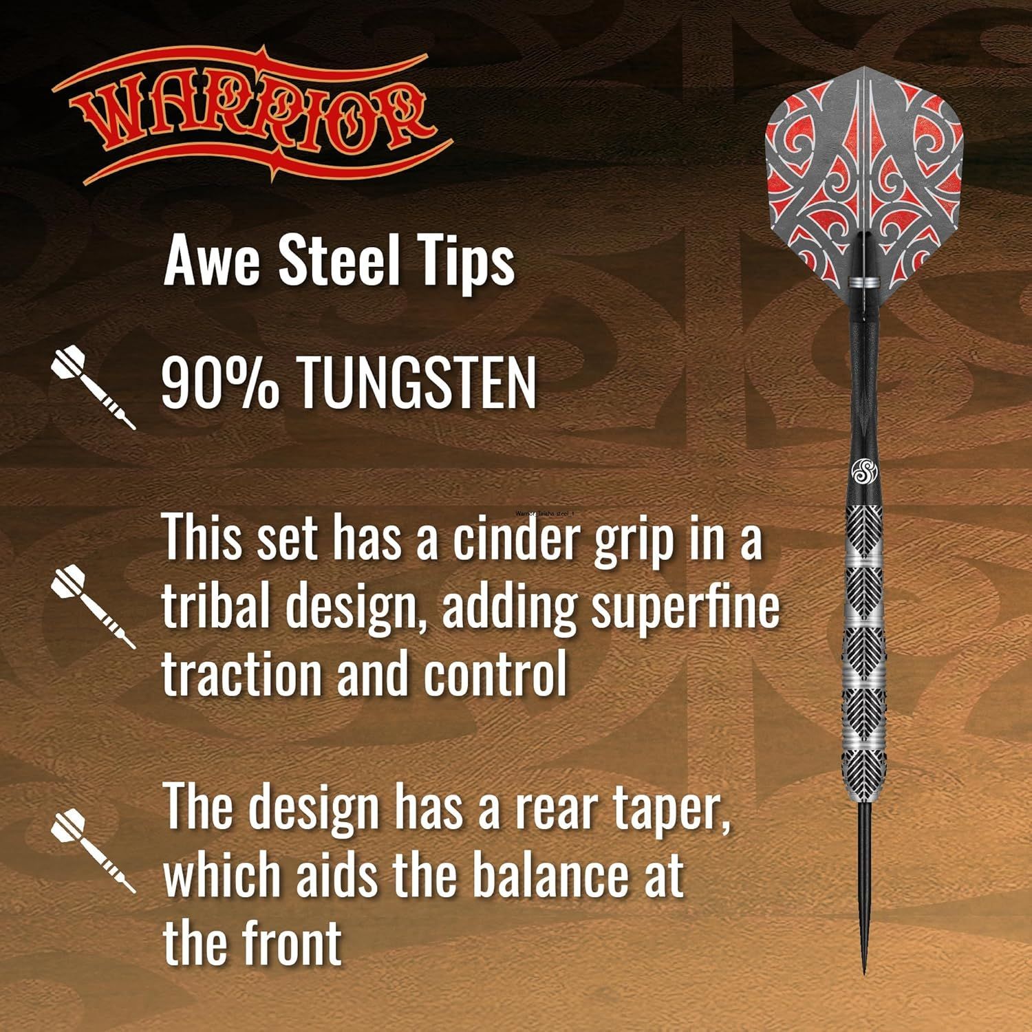 Shot Warrior Awe Steel Tip Dart Set-90% Tungsten Barrel WAST
