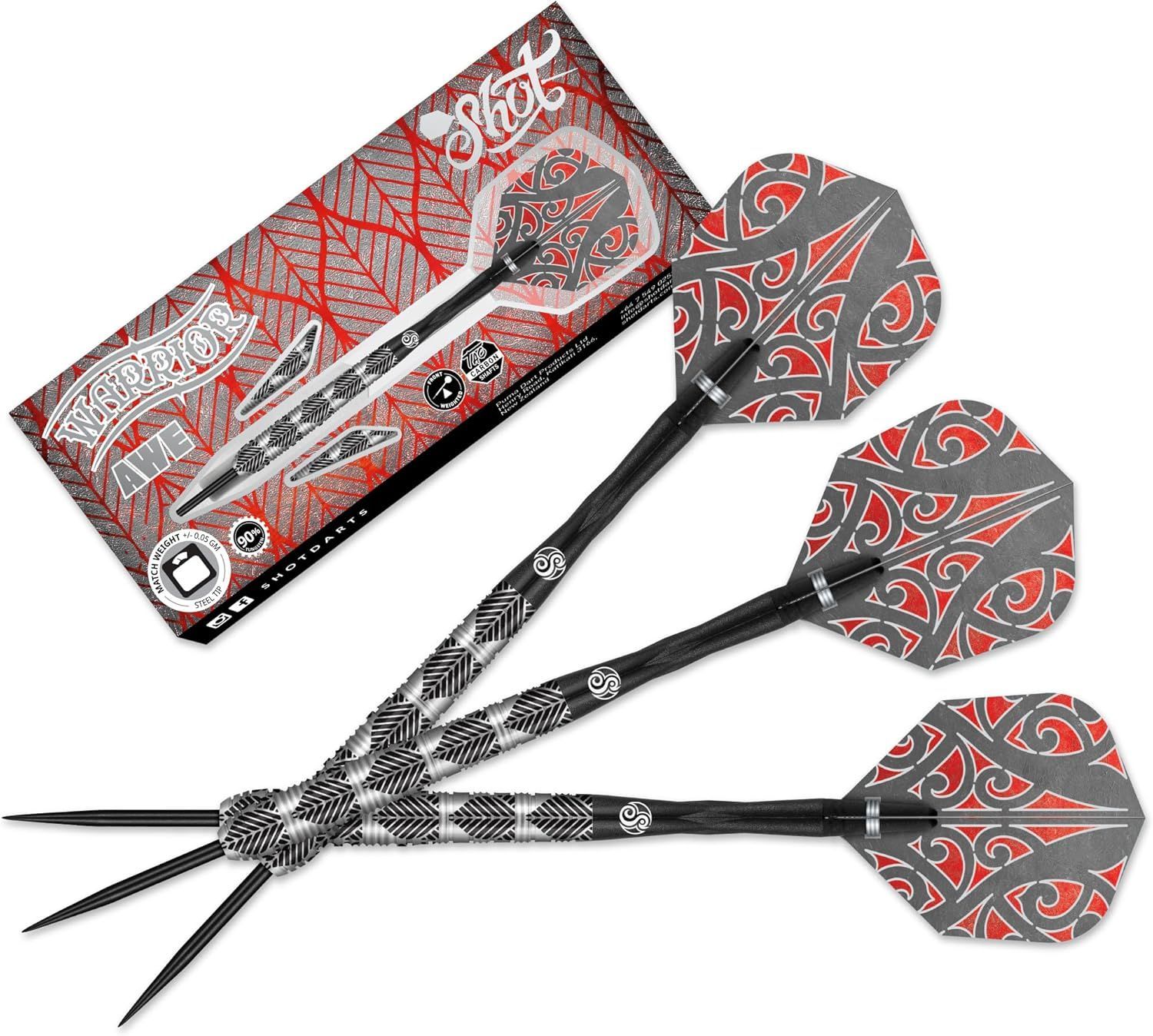 Shot Warrior Awe Steel Tip Dart Set-90% Tungsten Barrel WAST