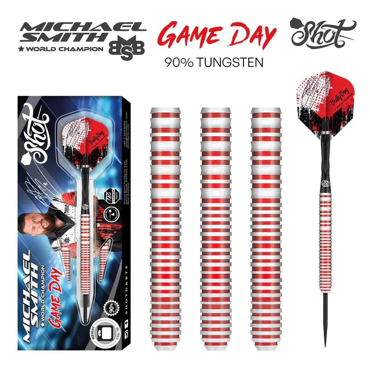 Shot Michael Smith Game Day Steel Tip Darts MSGDST -90% Tungsten