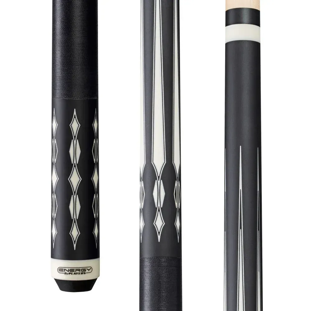 Energy By Players Matte Black/White with Silver Cue with Black Linen Wrap HC20