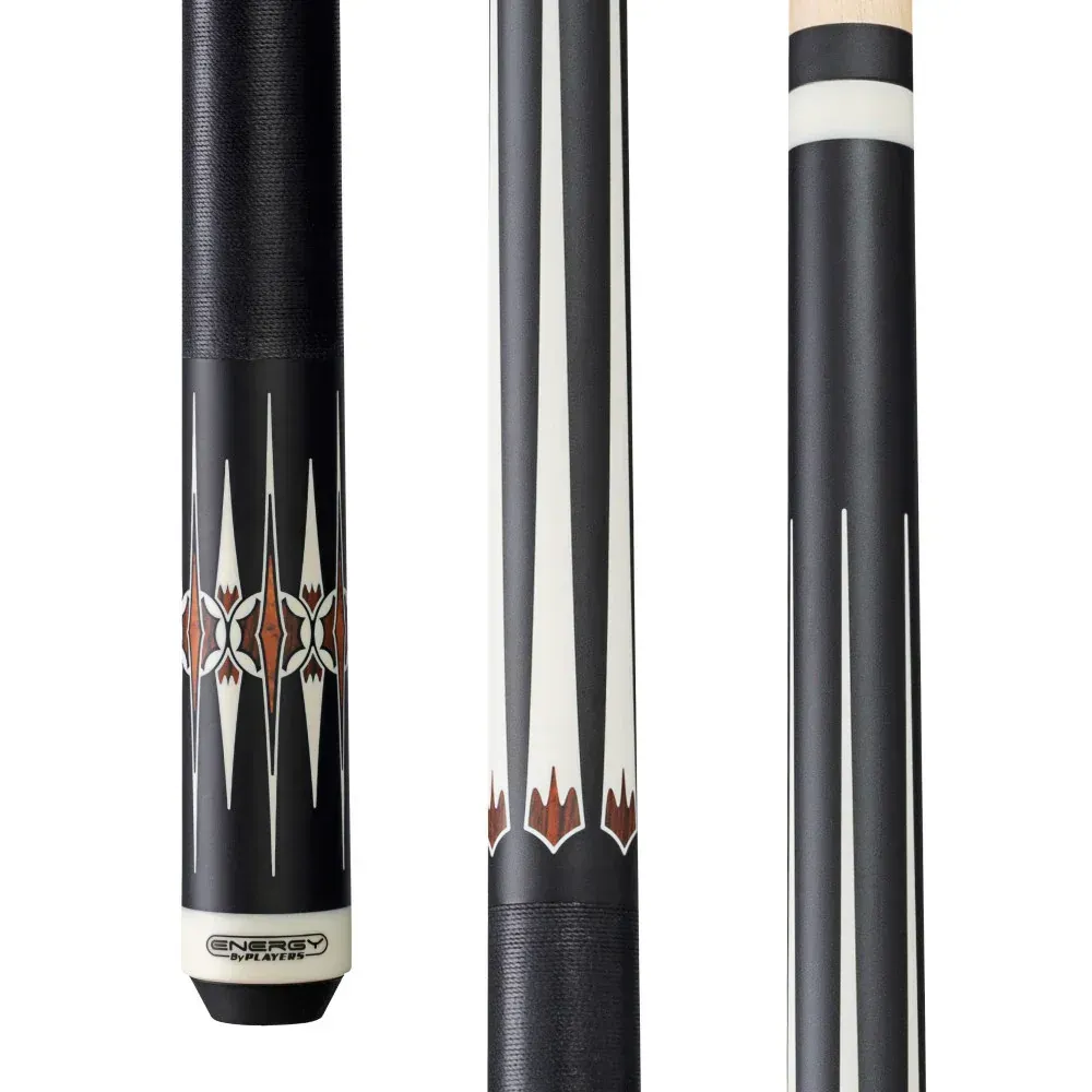 Energy By Players Matte Black/White with Cocobolo Cue with Black Linen Wrap HC21