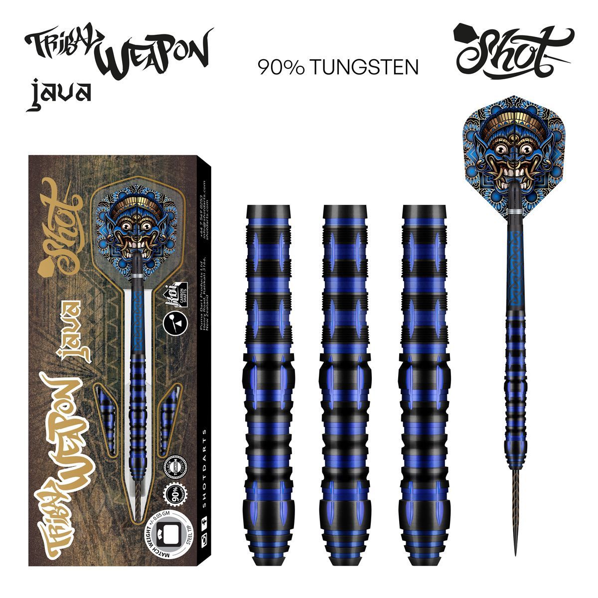 Tribal Weapon Java Steel Tip Dart Set-90% Tungsten Barrels TWJST
