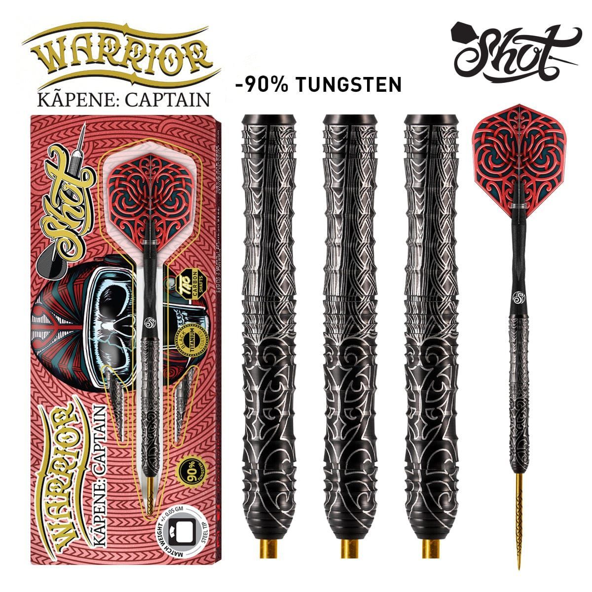 Shot! DartsWarrior Kapene Steel Tip Dart Set WKST -90% Tungsten Barre