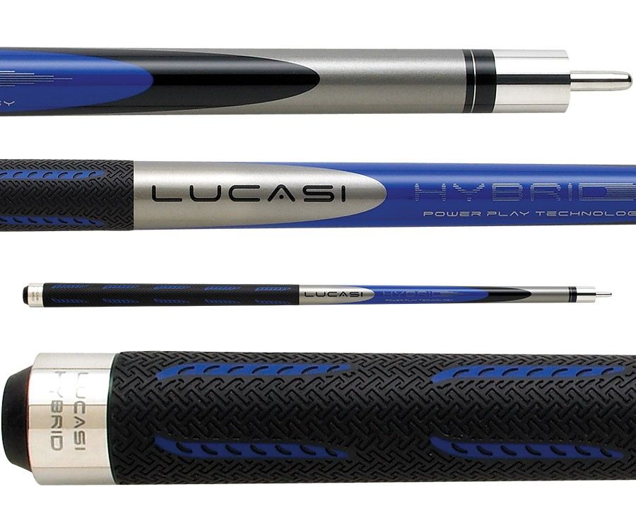 Lucasi Hybrid Genesis Blue & Metallic Silver Cue with Sport G5 Grip L-H10