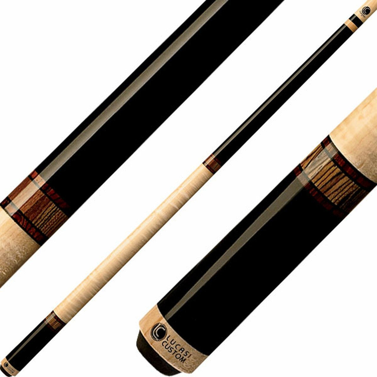 Lucasi Custom Exotic Bocote/Curly Maple Wrapless Cue LZC12
