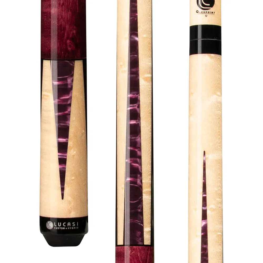 Lucasi Custom Purple Stained & Natural Super Birdseye Wrapless Cue LZC17